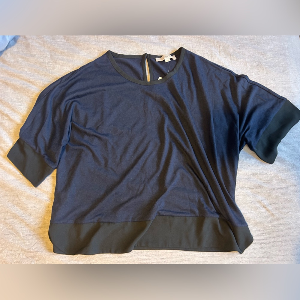 NWT loft navy and black blouse size large